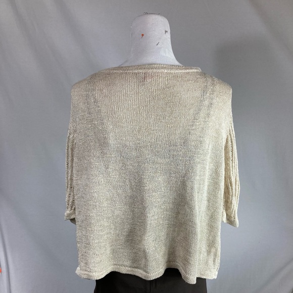 EUC TORY BURCH Women’s Natural Linen Knit Button Down Top, Size Large - Picture 8 of 9